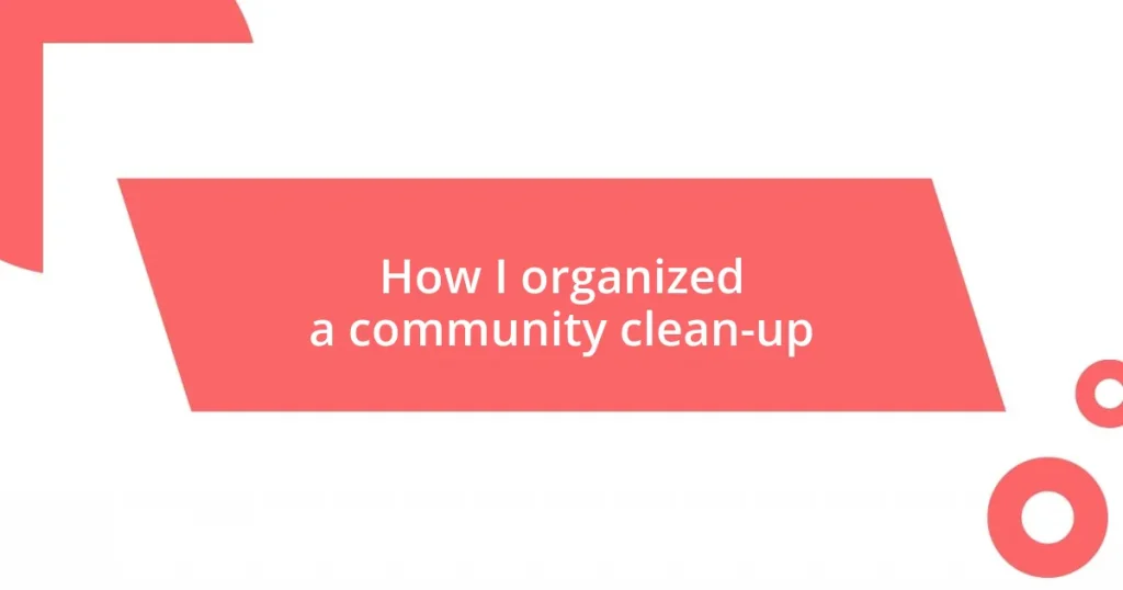 How I organized a community clean-up